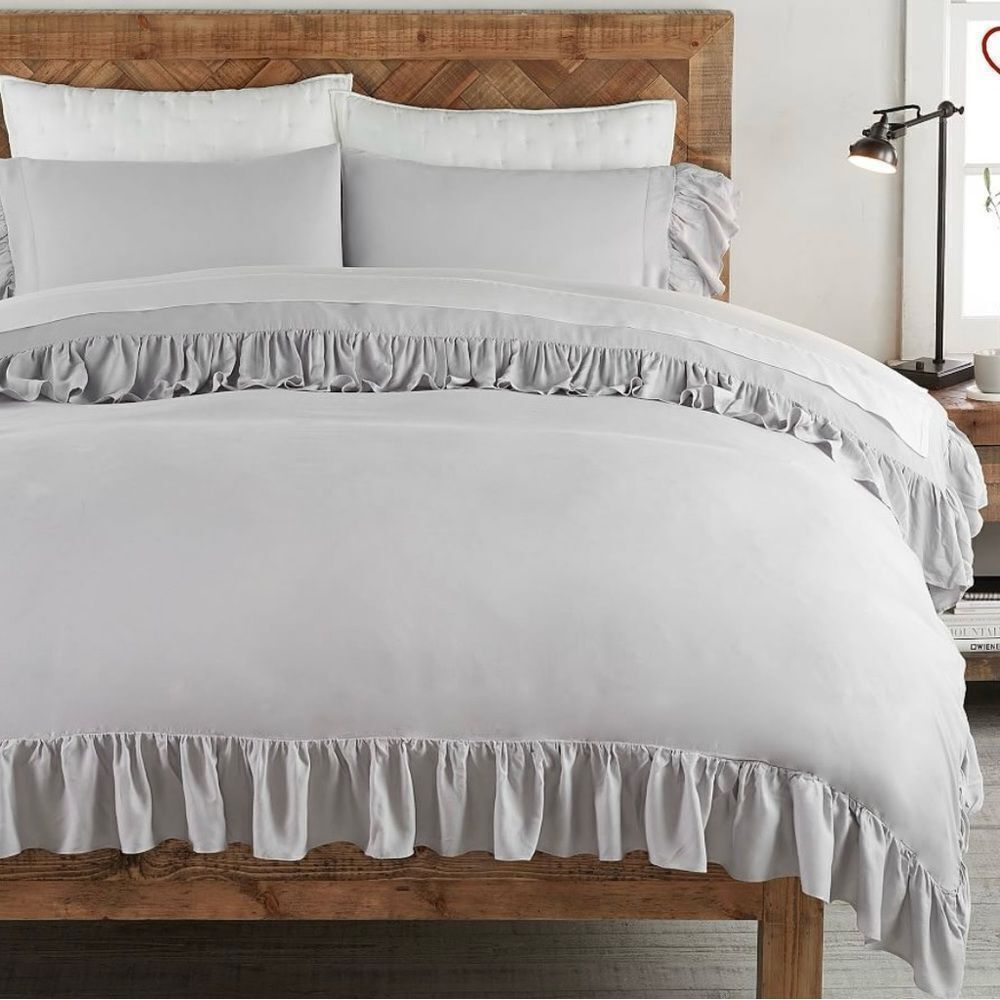 Pottery Barn TENCEL™ Ruffle Duvet Cover Q/F